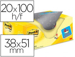 24 blocs de 100 notas adhesivas Post-it Super Sticky 38x51mm. amarillo